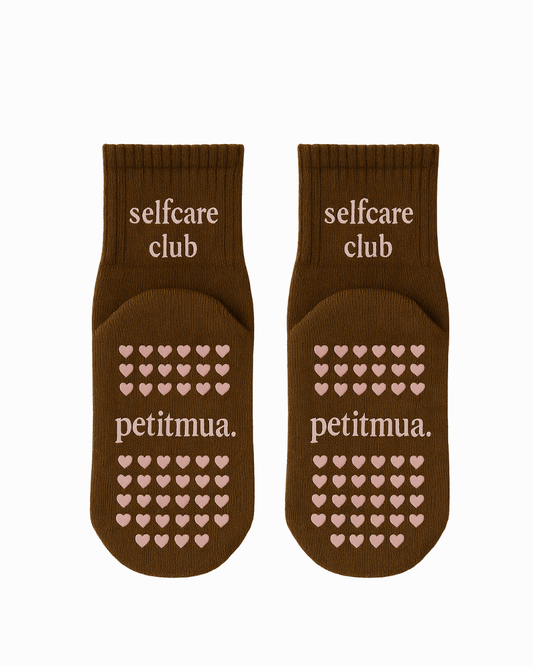 Grip Socks - Cappuccino & Peonies